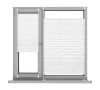 Estores Basic, 85 x 120 cm Antideslumbramiento y Privacidad, Cortina Plisada para Puerta Pegar para completar la instalación, para Interior/Exterior, Blanco
