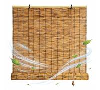 Estores de Bambu Exterior A Medida, Persianas Enrollables Exterior Personalizables (Ancho 40-200cm), Cortina Bambu Exterior Resistente al Agua para Patio, Persiana Veneciana Madera(W 125cm)