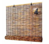 Estores Enrollables Bambú Exterior Cortina de Paja de Ocultación Retro Natural Persiana de Caña Tejidas A Mano para Interior Exterior(130x310CM(WxH))