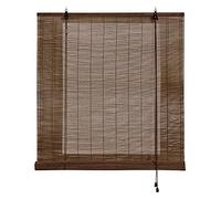 Estores enrollables de Bambú Natural Premium de cañas translúcidas Diseño Rústico para Ventanas y Puertas instalación a Pared o Techo Fácil de Limpiar con un paño húmedo Oscuro 60x175 cm STORESDECO