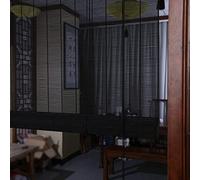 Estores Enrollables De Bambú Negro, Pantalla De Privacidad De Bambú, Cortina De Separación De Habitaciones, Anti-UV For Patio, Porche, Jardín con Tirador Lateral, W165xH180cm(65x71in)