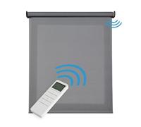 Estores Enrollables Motorizados Screen Premium con Acabados en Aluminio Tejido Técnico con Motor y Mando Estores Eléctricos Automáticos con batería Translúcido STORESDECO Gris Oscuro 240x250 cm