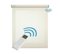 Estores Enrollables Motorizados Screen Premium con Acabados en Aluminio Tejido Técnico con Motor y Mando Estores Eléctricos Automáticos con batería Translúcido STORESDECO Beige 200x180 cm