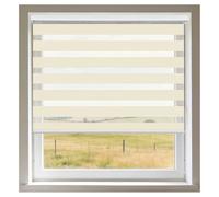 Estores Enrollables Noche y Día 100 x 195 cm Galería Metálica Panel Noche y Día Proteccion Solar para Ventanas Salon Dormitorio Cocina, Blanquecino