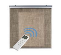Estores enrollables screen estor motorizado automático con mando tejido técnico acabados en aluminio marron 140 x 250cm
