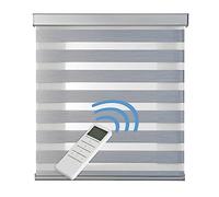 Estores motorizados Noche y día Premium con Motor, batería, y Mando. Galería Cuadrada en Aluminio de máxima Calidad. Estor Enrollable de Alta Gama Color Plata 200x250 cm (Ancho x Alto) STORESDECO