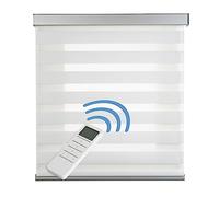 Estores motorizados Noche y día Premium con Motor, batería, y Mando. Galería Cuadrada en Aluminio de máxima Calidad. Estor Enrollable de Alta Gama Color Blanco 140x250 cm (Ancho x Alto) STORESDECO