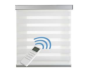 Estores motorizados Noche y día Premium con Motor, batería, y Mando. Galería Cuadrada en Aluminio de máxima Calidad. Estor Enrollable de Alta Gama Color Blanco 140x250 cm (Ancho x Alto) STORESDECO
