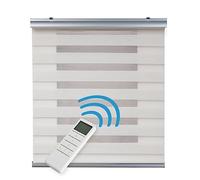 Estores motorizados Noche y día Premium con Motor, batería, y Mando. Galería y cadeneta en Aluminio de máxima Calidad. Estor Enrollable de Alta Gama Color Lino 200x250 cm (Ancho x Alto) STORESDECO