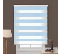 Estores Noche y Dia de Doble Capa 90 x 260 cm Protección Solar Translúcida Persianas Cortina Plisada Easy Fix Accesorios Completos para Salón, Cocina, Azul Cielo