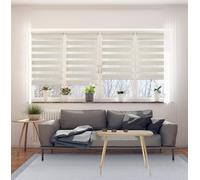 Estores Noche y Día Sin Taladrar con Doble Tejido para controlar luz y privacidad, Store Enrollable fácil instalación sin Herramientas para Ventanas Color Lino 90x180 cm (Ancho x Alto) STORESDECO