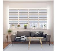 Estores Noche y Día Sin Taladrar con Doble Tejido para controlar luz y privacidad, Store Enrollable fácil instalación sin Herramientas para Ventanas Tricolor 45x180 cm (Ancho x Alto) STORESDECO