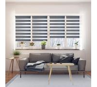 Estores Noche y Día Sin Taladrar con Doble Tejido para controlar luz y privacidad, Store Enrollable fácil instalación sin Herramientas para Ventanas Color Plata 75x180 cm (Ancho x Alto) STORESDECO