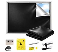 Estores Opacos sin Taladrar 100x145 CM Tela Oscurecedora para Ventana | Cortinas Opacas Portátiles con Cierre de Gancho y Bucle Recortable Protección Solar para Dormitorio, Caravana, Oficina Negro