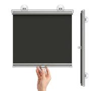 Estores Opacos Sin Taladrar, Persiana Enrollable con Ventosa para Ventana De Coche Y Hogar, Película Parasol De Vidrio PVC，Cortinas Opacas Persiana Térmica(Negro,W65xH155cm)