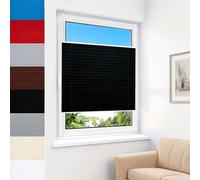 Estores Plisados Adhesivos Persianas 92 x 135 cm Se Pueden Montar sin Taladrar, Privacidad Temporal, Protección Solar Estor Noche y Dia sin Taladrar para Salón, Oficina, Negro