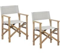 Estosa - Silla de Director Brindisi, Juego de 2 sillas de Director Plegables de Exterior, sillas de jardín Plegables de Madera de Robinia Decapada Aq, Tejido 360 g/m2 (Acacia + Crudo)
