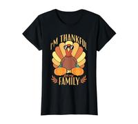 Estoy Agradecido por el Divertido peregrino del Pavo de Acción de Gracias de mi Familia Camiseta gráfica económica, Mujer, Negro, XS