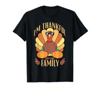 Estoy Agradecido por el Divertido peregrino del Pavo de Acción de Gracias de mi Familia Camiseta gráfica económica, Hombre, Negro, L