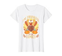 Estoy Agradecido por el Divertido peregrino del Pavo de Acción de Gracias de mi Familia Camiseta gráfica económica, Mujer, Blanco, L