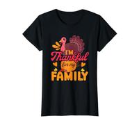 Estoy Agradecido por el Divertido peregrino del Pavo de Acción de Gracias de mi Familia Camiseta gráfica económica, Mujer, Negro, XL
