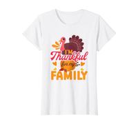 Estoy Agradecido por el Divertido peregrino del Pavo de Acción de Gracias de mi Familia Camiseta gráfica económica, Mujer, Blanco, S