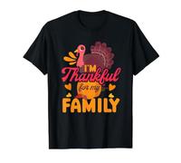Estoy Agradecido por el Divertido peregrino del Pavo de Acción de Gracias de mi Familia Camiseta gráfica económica, Hombre, Negro, S