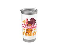 Estoy agradecido por el divertido peregrino del pavo de Acción de Gracias de mi familia Vaso térmico de acero inoxidable de doble pared