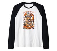 Estoy aquí con Bruja Pastor alemán Halloween Camiseta Manga Raglan