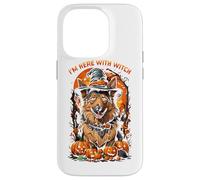 Estoy aquí con Bruja Pastor alemán Halloween Carcasa para iPhone 14 Pro