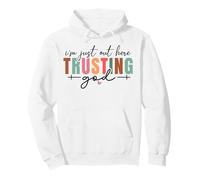 Estoy aquí confiando en Dios Cristianos Hombres Mujeres Cristo Sudadera con Capucha