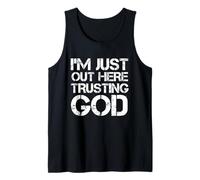 Estoy aquí confiando en Dios Dicho religioso cristiano Camiseta sin Mangas