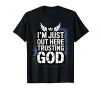 Estoy aquí confiando en Dios fe Religiosa Cristiana Camiseta