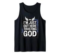 Estoy aquí confiando en Dios fe Religiosa Cristiana Camiseta sin Mangas