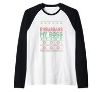 Estoy aquí para avergonzar a mi Jefe Diciendo el Trabajo de Navidad Camiseta Manga Raglan
