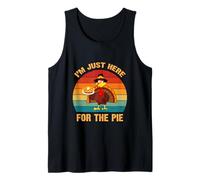 Estoy aquí para el Pastel Retro Pavo sosteniendo Pastel de Calabaza Camiseta sin Mangas
