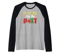 Estoy aquí para el Pot Poker Chips Gambling Casino Camiseta Manga Raglan