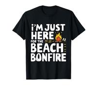 Estoy aquí para la Playa Hoguera Océano Puesta del Sol Fogata Camiseta