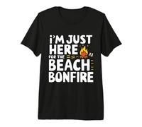 Estoy aquí para la Playa Hoguera Océano Puesta del Sol Fogata Camiseta Premium