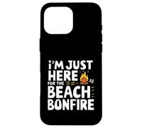 Estoy aquí para la Playa Hoguera Océano Puesta del Sol Fogata Carcasa para iPhone 16 Pro MAX