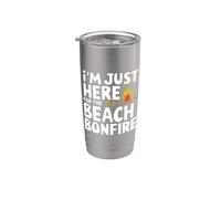 Estoy aquí para la playa Hoguera Océano Puesta del sol Fogata Vaso térmico de acero inoxidable de doble pared