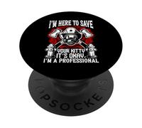 Estoy aquí para Salvar a tu Gatito Divertido Bombero Gato PopSockets PopGrip Adhesivo