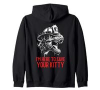 Estoy aquí para salvar a tu gatito - Divertido bombero T-Rex Sudadera con Capucha