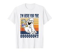 Estoy aquí por los Libros Professora Estudiante Halloween Camiseta gráfica económica, Hombre, Blanco, L