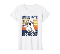 Estoy aquí por los Libros Professora Estudiante Halloween Camiseta gráfica económica, Mujer, Blanco, L