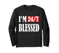 Estoy bendecido 24/7: Hombres bendecidos Ropa cristiana Vida bendita Manga Larga