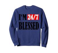 Estoy bendecido 24/7: Hombres bendecidos Ropa cristiana Vida bendita Sudadera