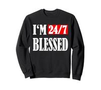 Estoy bendecido 24/7: Hombres bendecidos Ropa cristiana Vida bendita Sudadera