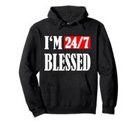Estoy bendecido 24/7: Hombres bendecidos Ropa cristiana Vida bendita Sudadera con Capucha