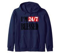 Estoy bendecido 24/7: Hombres bendecidos Ropa cristiana Vida bendita Sudadera con Capucha